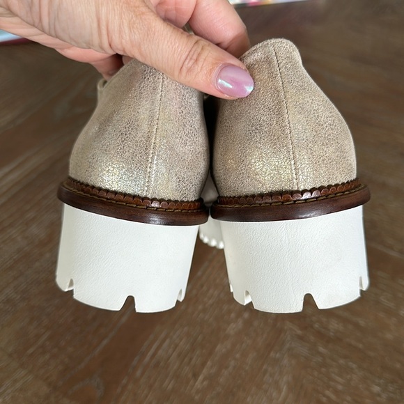 CORDANI Afton Platform Derby Gold Lace Up Loafer EU 41 Almond Toe NWOT Nordstrom - Picture 9 of 12